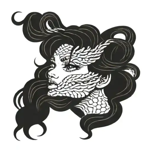 Snake Hair Medusa Beautiful Woman Empty Eyes