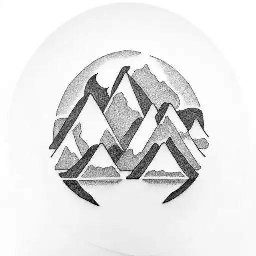 A Minimalist Tattoo Of A Mountain Range With A Bookshelf As One Of The Peaks