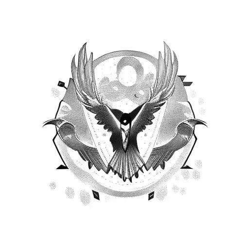Nordic Black With Runes And A Crow At The Bottom