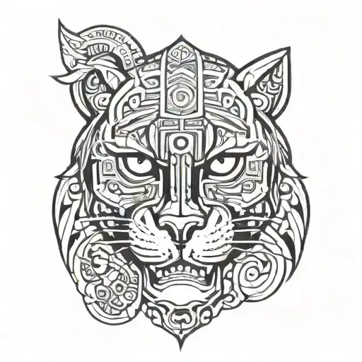 Warrior Mayan Tiger Face Skull