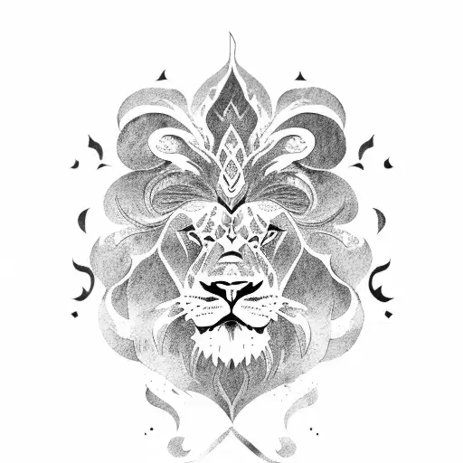 Persian Calligraphy With Lion Head