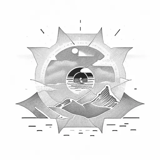 A Long Landscape With The Sun Settling Dark