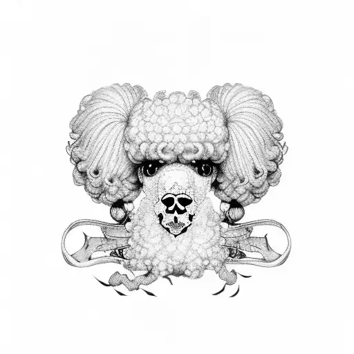 Poodle With Paw On Bird Skull
