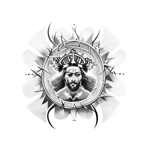 Jesus Crown Of Thorns And Flowers