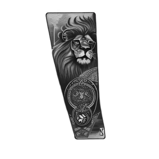 A Lion With Playing Cards And Moon