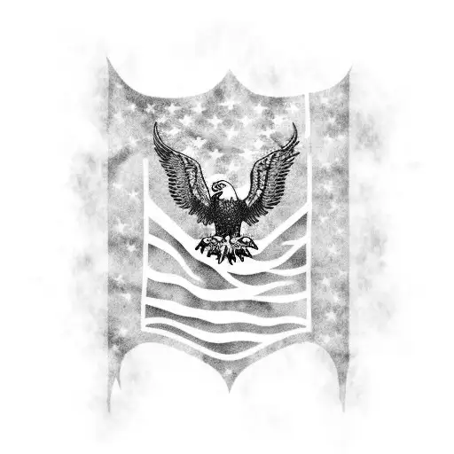 American Flag With Eagle And Georgia State Outline