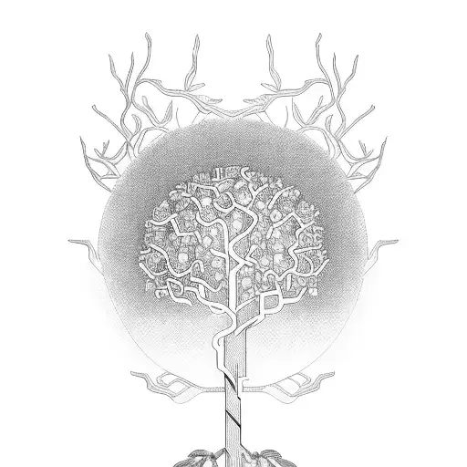 Jasmine Tree With Intricate Electrical Circuitry Woven Into Its Branches