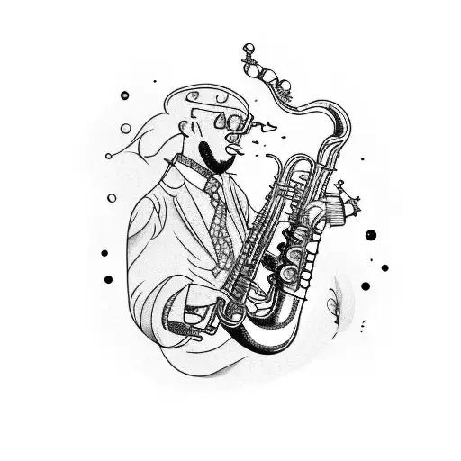 A Jazz Musician Playing A Saxophone Underwater Surrounded By Colorful Fish