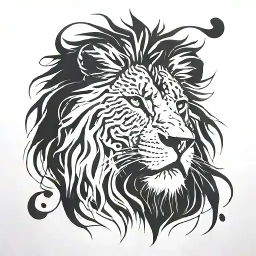 Lion Head With Finger Print Surrounded