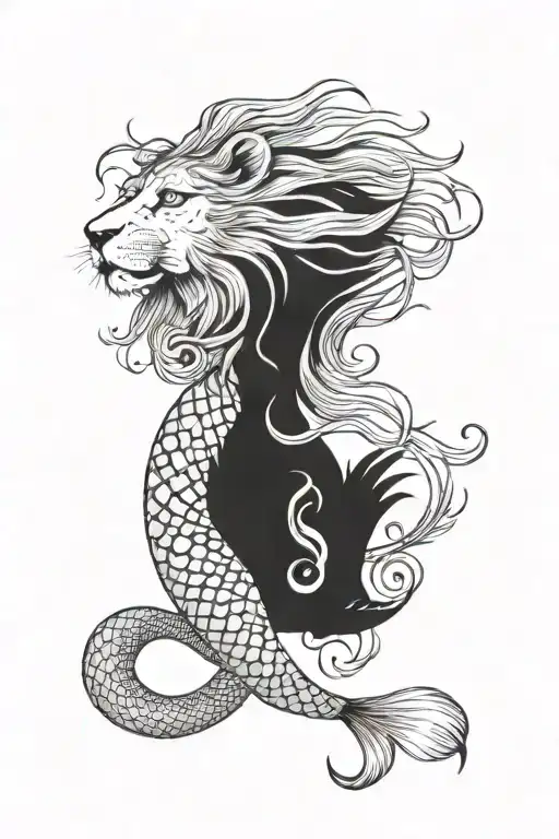 Lion Behind Mermaid