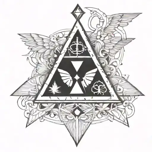 A Stylized Triforce Symbol Incorporating Medical Symbols Like A Caduceus