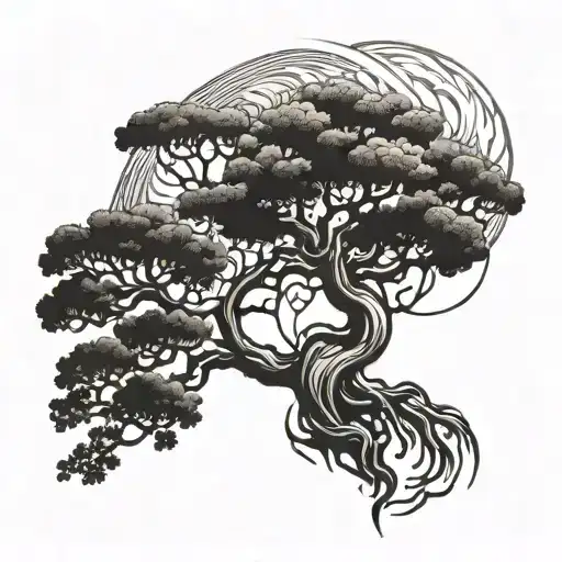 Tree Of Life And Japanese Style Tattoo With