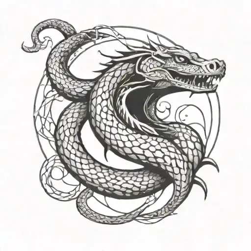 Aegishjalmur Symbol With Jormungandr Wrapped Around It And Web Of Wyrd Above The Symbol