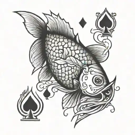 Spades And A Fish Swimming