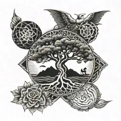 Tree Of Life On The Forearm And Japanese Style On The Entire Arm