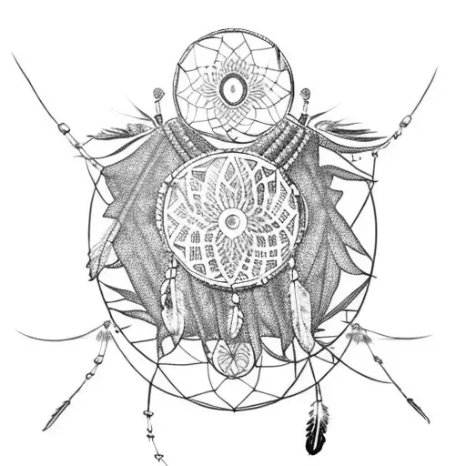A Native American Dreamcatcher Intertwined With A Delicate Cross