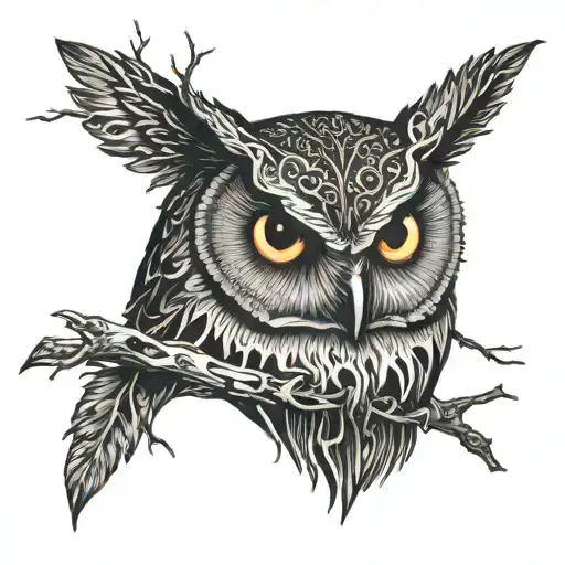 Owl Surrounded By Dead Trees