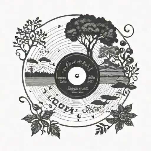 Vinyl Record Nature Morphing With Song Lyric Written