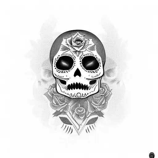 Chicano Girl Face With A Sugar Skull Twist