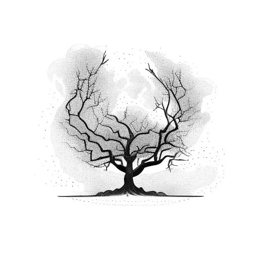 Left Side Of Tree Is Dead With A Yin-yank In The Trunk