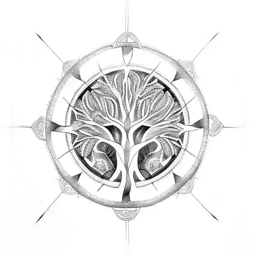 A Tree Of Life With Intricate Branch Patterns Surrounded By A Celtic Circle