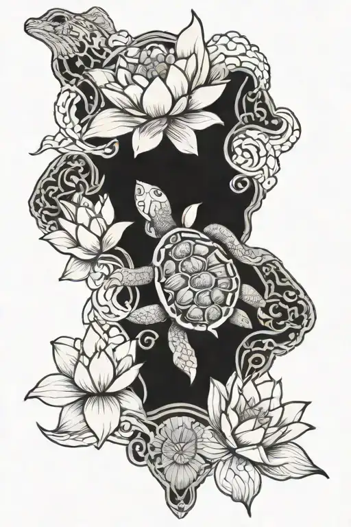 Lotus And Turtle
