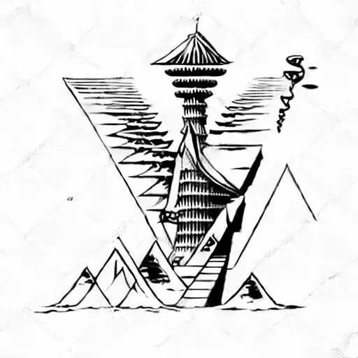 A Tower In Alexandria Egypt With Waves In The Background Inside Of An Upside Down Pyramid