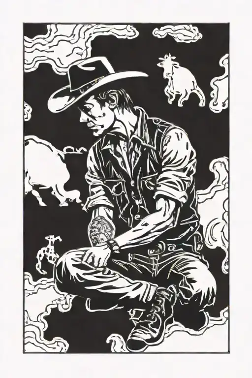 Western Cow Boy Sitting