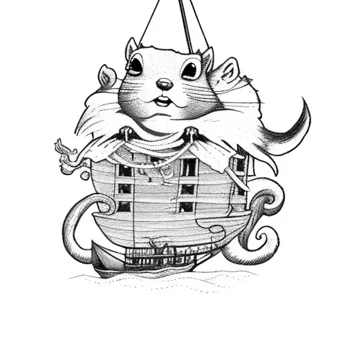 Tall Ship With Pirate Squirrel On The Mast