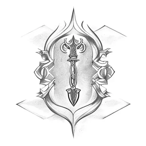 Trident With Latin Quote Underneath