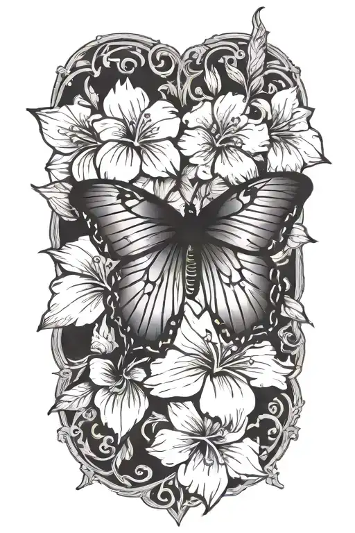 Butterfly With Hawiian Hibiscus