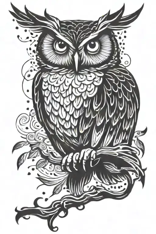 Owl With Outstretched Wings Made Of Rain