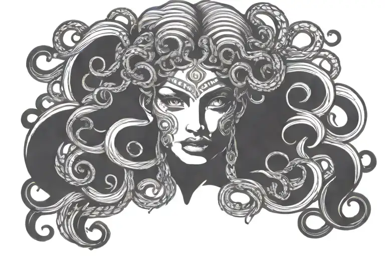 Medusa Goddess Head Looking Straight