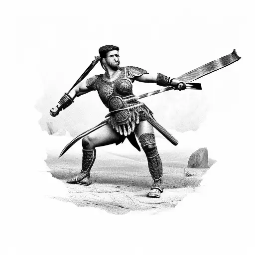 A Fierce Roman Gladiator With Italian Flag