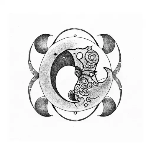 Crescent Moon With Dots For Mid Of The Chest