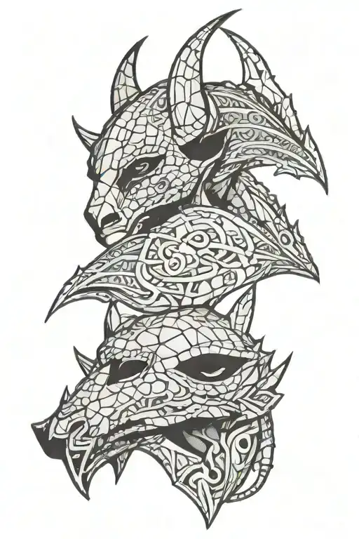 Alduins Head Skyrim Small Patchwork Tattoo Design