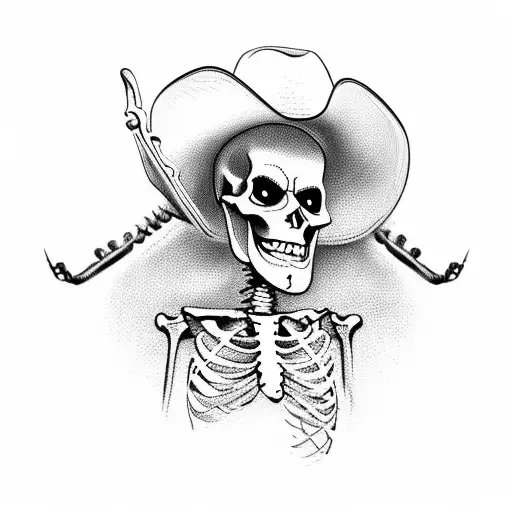 Dying Skeleton Cowboy On A Horse