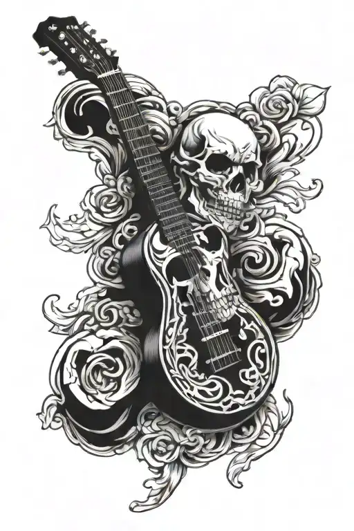 Skull With Guitar Merging