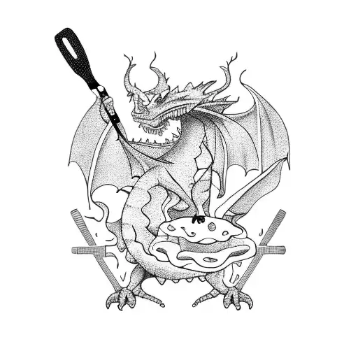 A Chef Singing While Cooking With A Dragon As Their Sous Chef