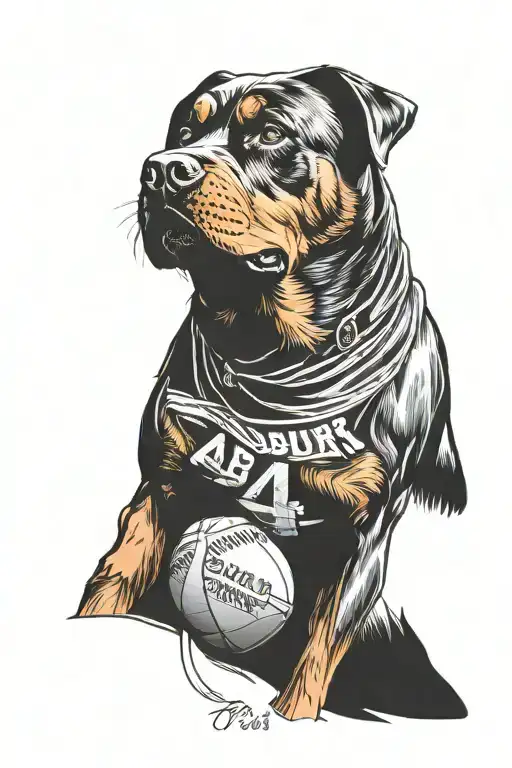 A Fierce Rottweiler Wearing An Auburn Football Jersey