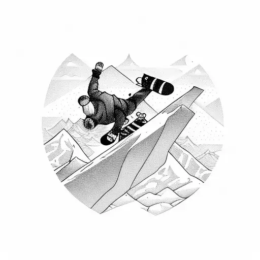 A Snowboarder Jumping Over A Chessboard With Mountains As The Chess Pieces