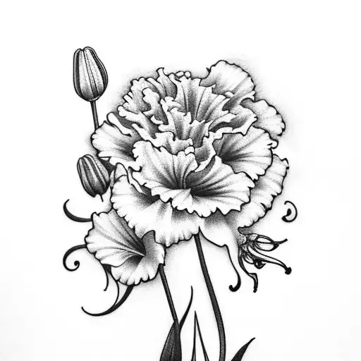 Carnation With Lily Of The Valley And Larkspur