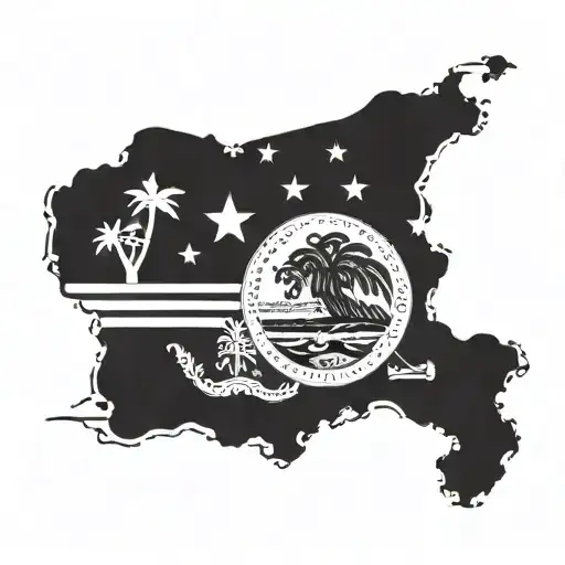 California And Florida State Flags Merged Together