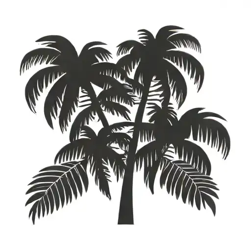 Palm Tree Simple Line Black