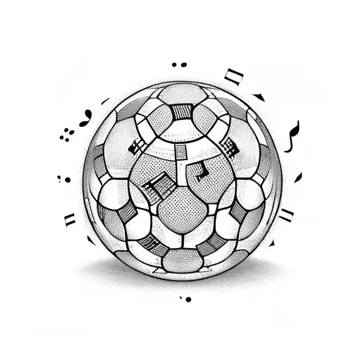 A Soccer Ball With Musical Notes As The Pattern