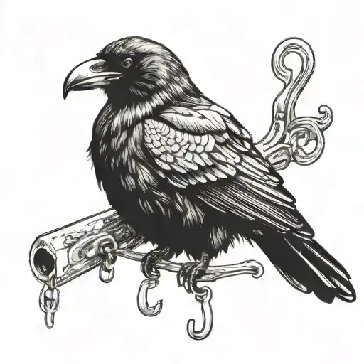 Crow Holding A Key In Its Beak
