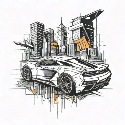 Incorporate A Sleek Sports Car Into A Futuristic Cityscape