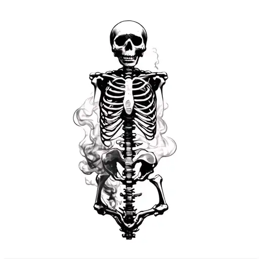 Time Is Value With Smoke Rising And Skeleton Bones