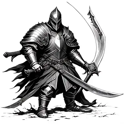 A Knight From Dark Souls Wielding A Unique Sword