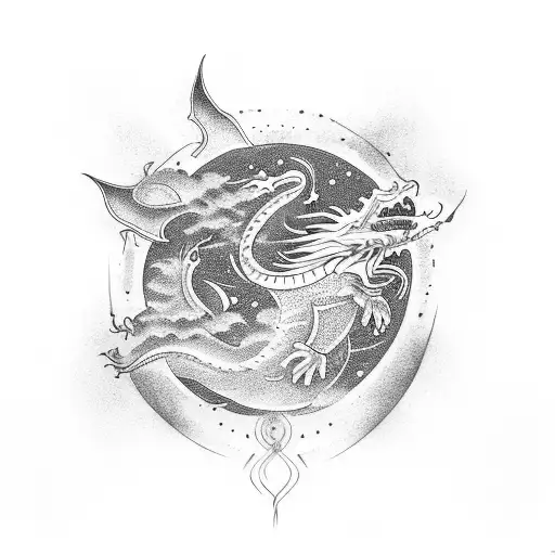 A Cosmic Dragon Flying Through A Star-filled Sky